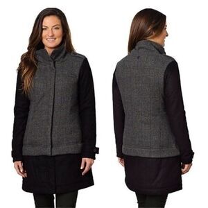 Prana Women’s Wool Blend Chevron Caprise Jacket Black Gray Size Large NEW NWT